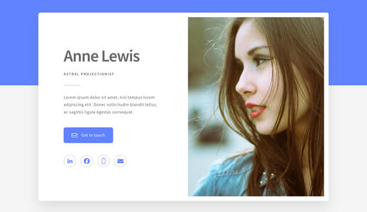 A sleek, mobile-first professional identity page for businesses and individuals.